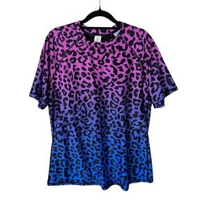 HALCURT Cheetah Ombre Rashguard Swim Top XL built in bra pink Purple Blue
